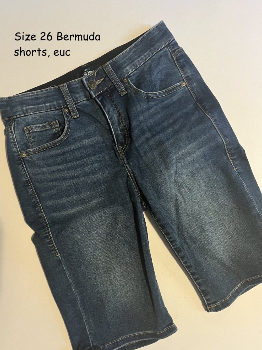 Size 26 Lularoe Bermuda denim shorts, blue, no distressing